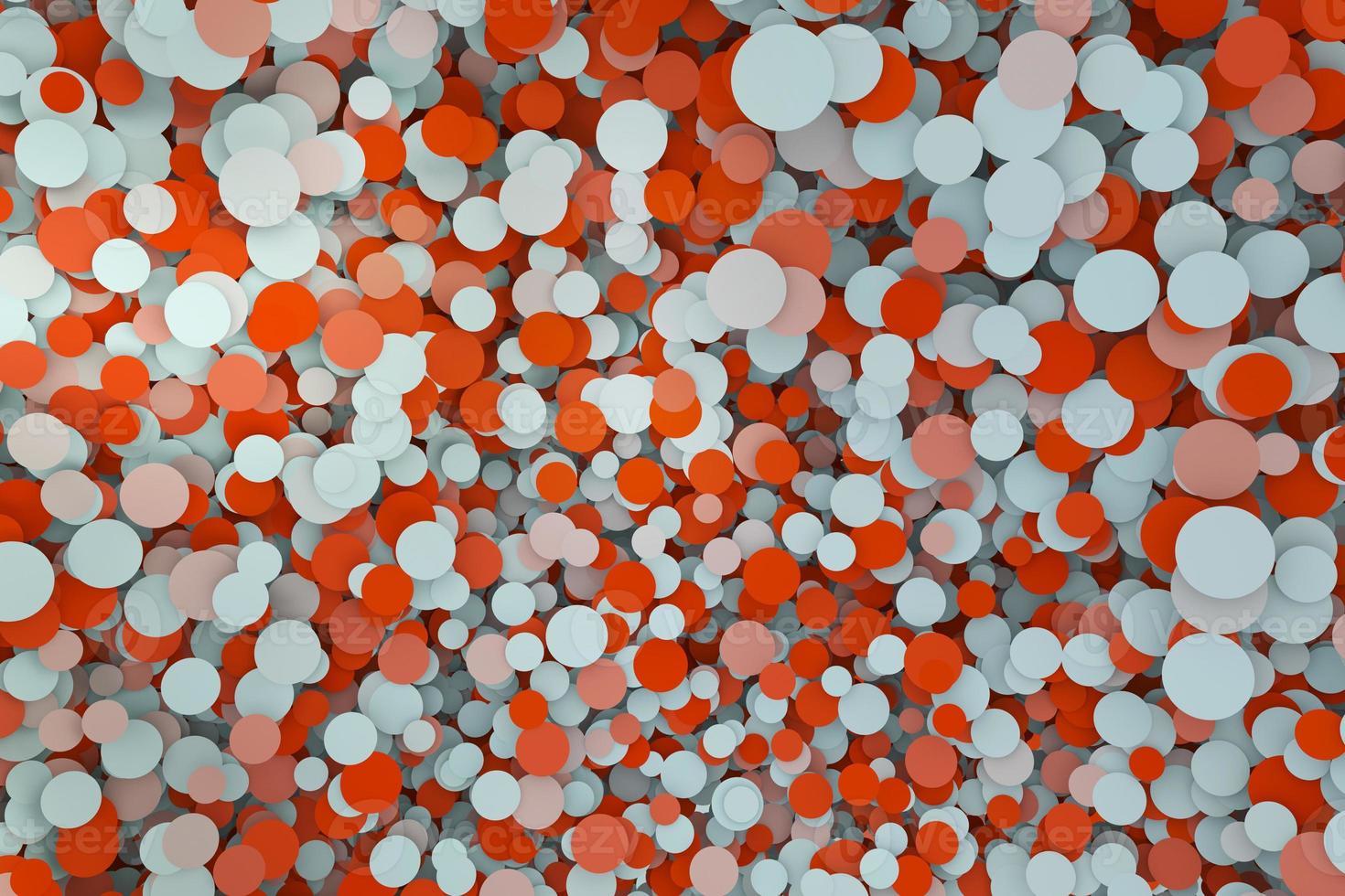 abstrakter orange-weißer futuristischer Mosaikhintergrund von oben. realistische zufällige geometrische kreisoberfläche. 3D-Darstellung foto