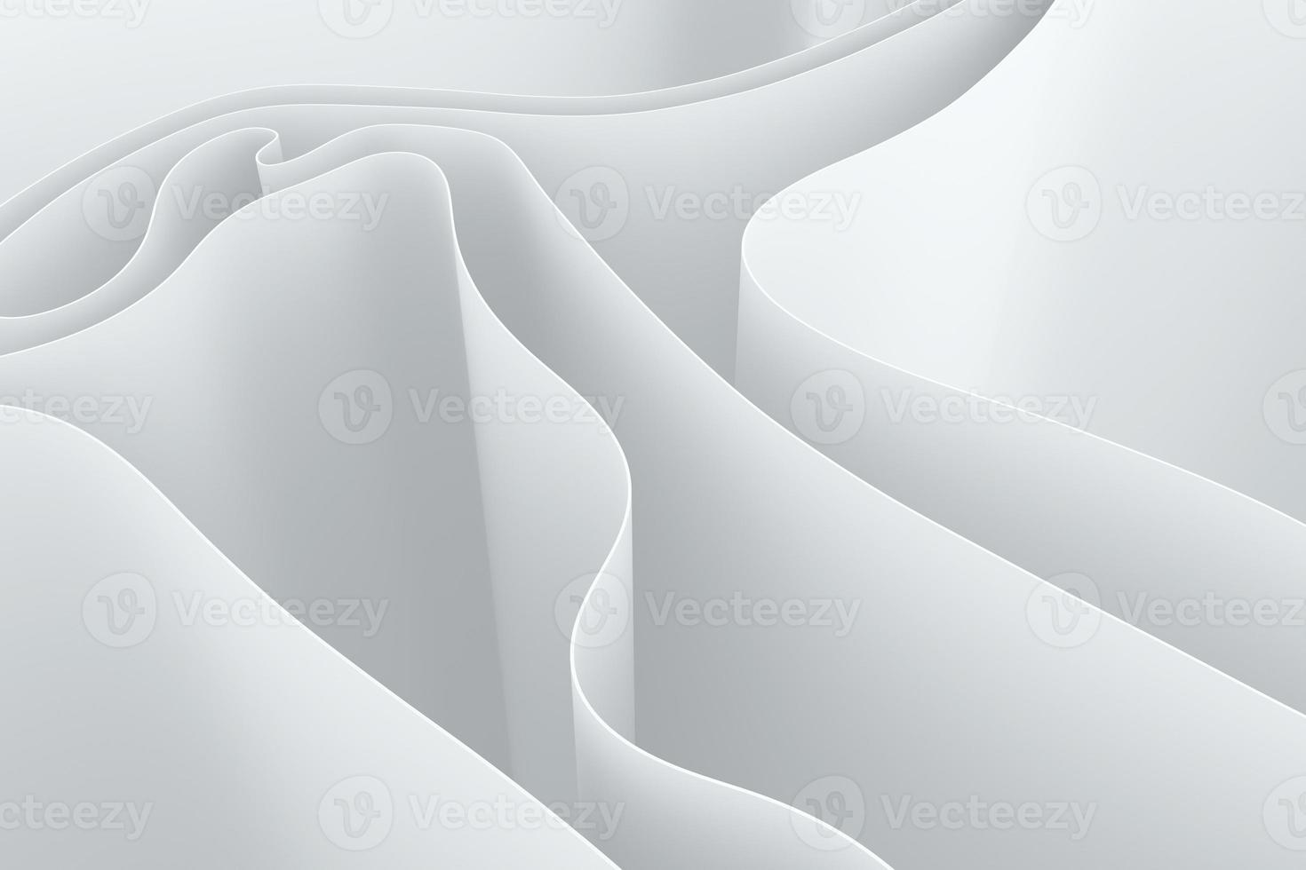 abstrakter weißer gekrümmter wellenhintergrund. geometrische 3d-illustration für karte, banner, cover und präsentation foto