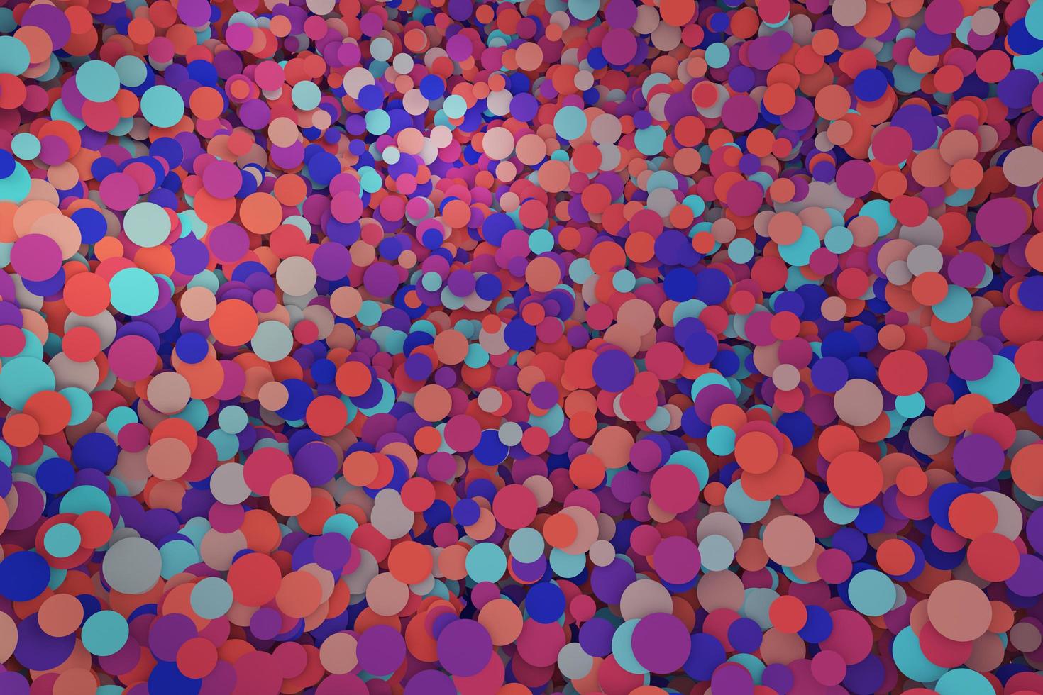 abstrakter violetter, rosafarbener, purpurroter und dunkelblauer Kreismosaikzusammenfassungshintergrund. geometrische konfetti runde formen, die sich zufällig auf und ab bewegen 3d-rendering foto