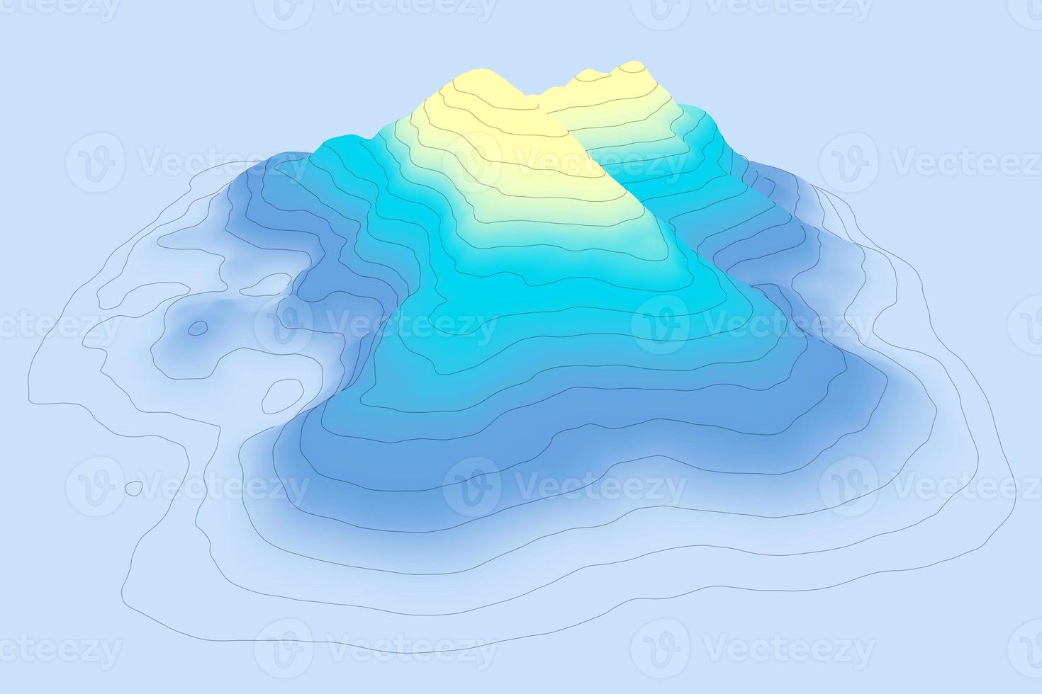 abstrakter Gradientenlandschaftshintergrund. höhenkarte mit topografischen konturlinien 3d-illustration foto