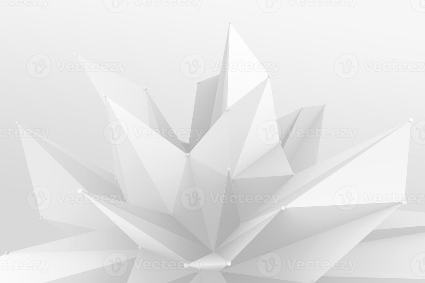 abstrakte Polygonkugel 3D-Darstellung. minimalistische dekorative Kulisse. geometrischer weißer Hintergrund mit Punkten foto