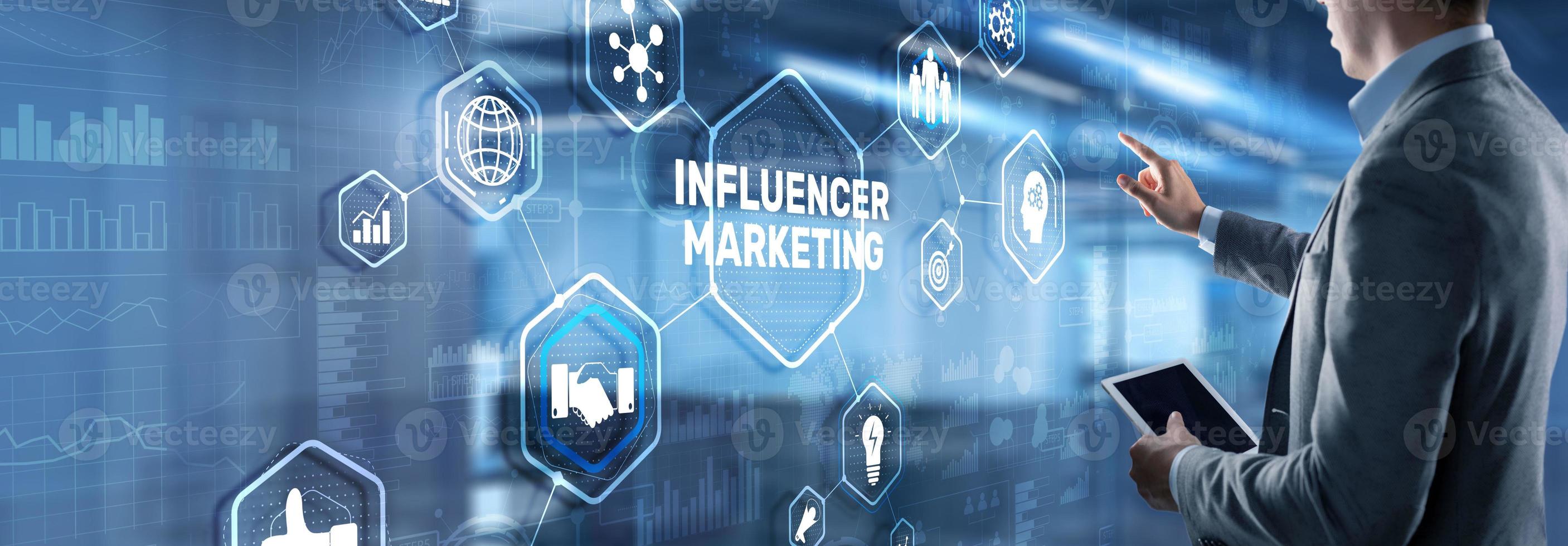 Influencer-Marketing-Konzept. Business-Internet-Konzept foto