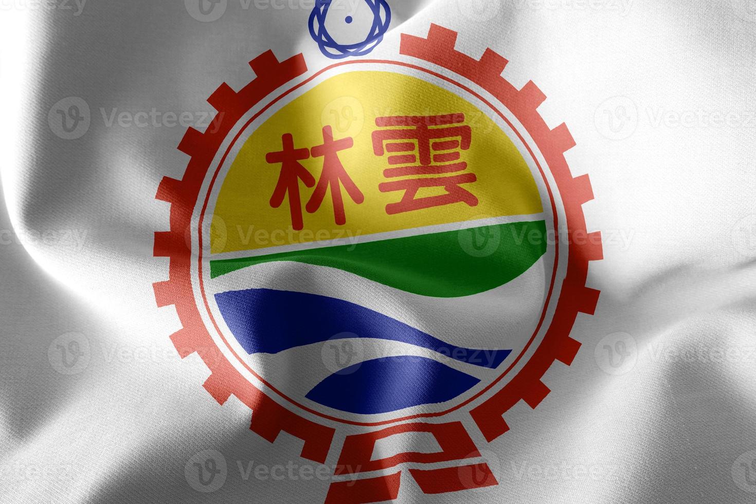 3D-Darstellung Flagge von Yunlin County ist eine Provinz von Taiwan. foto