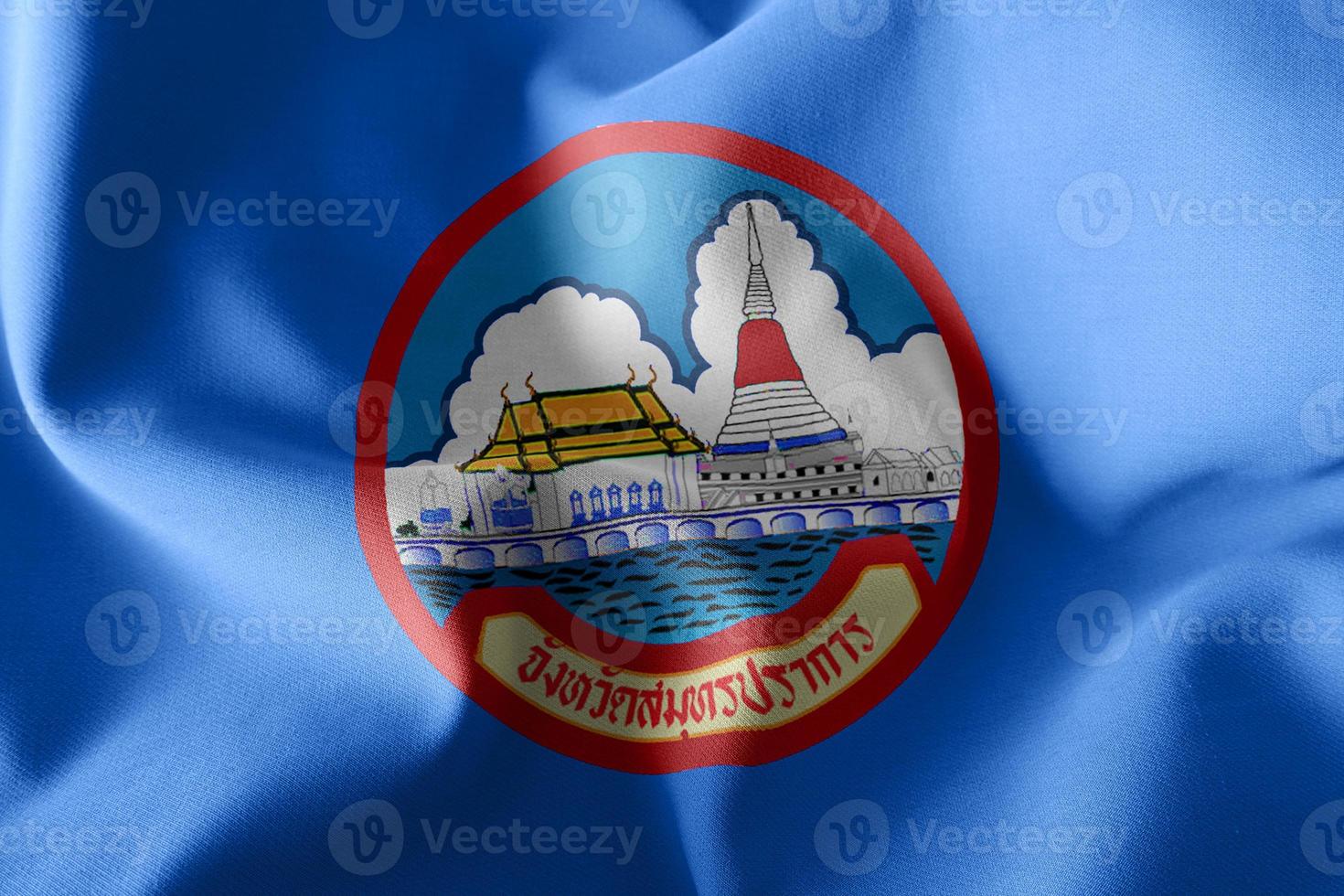 3D-Darstellung Flagge von Samut Prakan ist eine Provinz von Thailand. foto