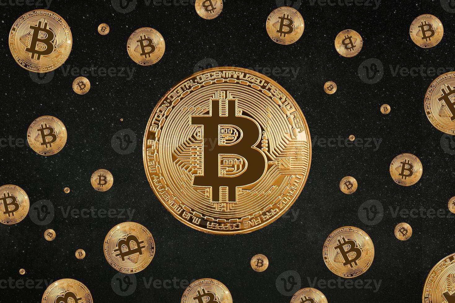 Bitcoin auf dem schwarzen Hintergrund foto