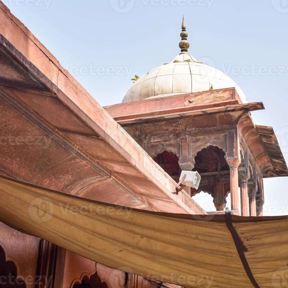 architektonisches detail der jama masjid moschee, alt-delhi, indien, die spektakuläre architektur der großen freitagsmoschee jama masjid in delhi 6 während der ramzan-saison, die wichtigste moschee in indien foto