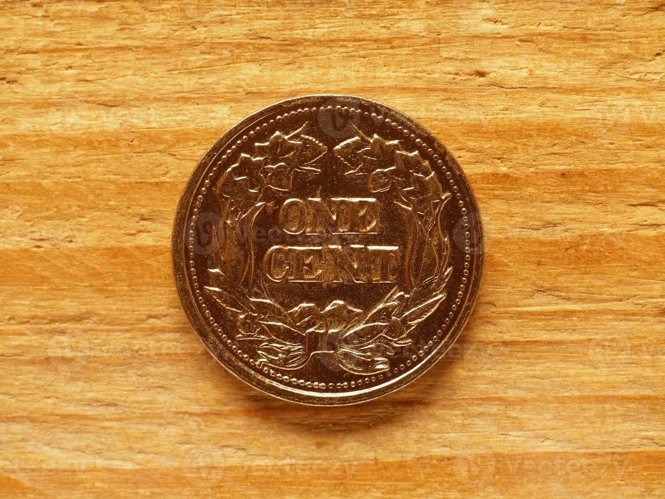 Währung der USA 1-Cent-Münze umgekehrt foto
