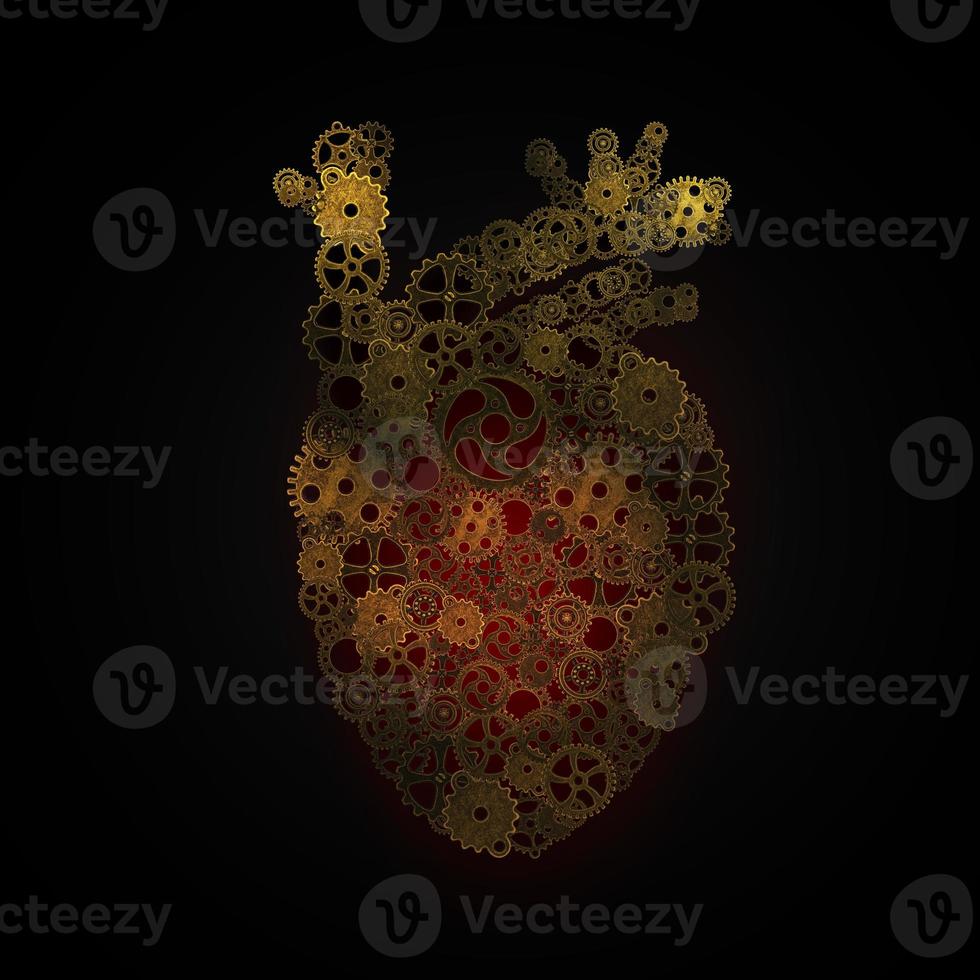 menschliches herz, zahnradanordnung form des menschlichen herzens foto