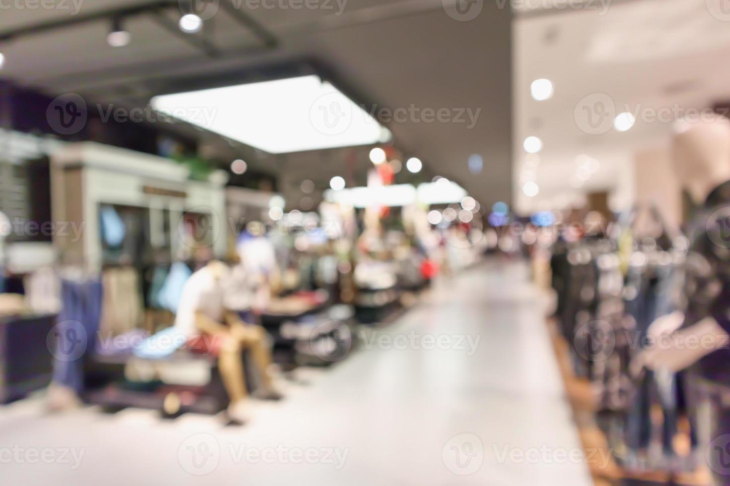 abstrakte Unschärfe Bekleidungsboutique Display Innenraum des Einkaufszentrums Hintergrund foto