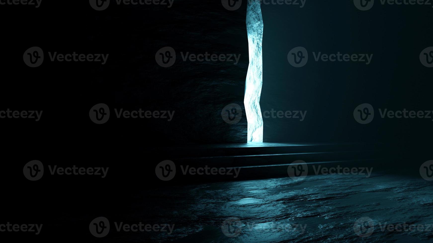 Dunkelblaue Nachthöhle 3D-Rendering, leerer abstrakter Hintergrund. foto
