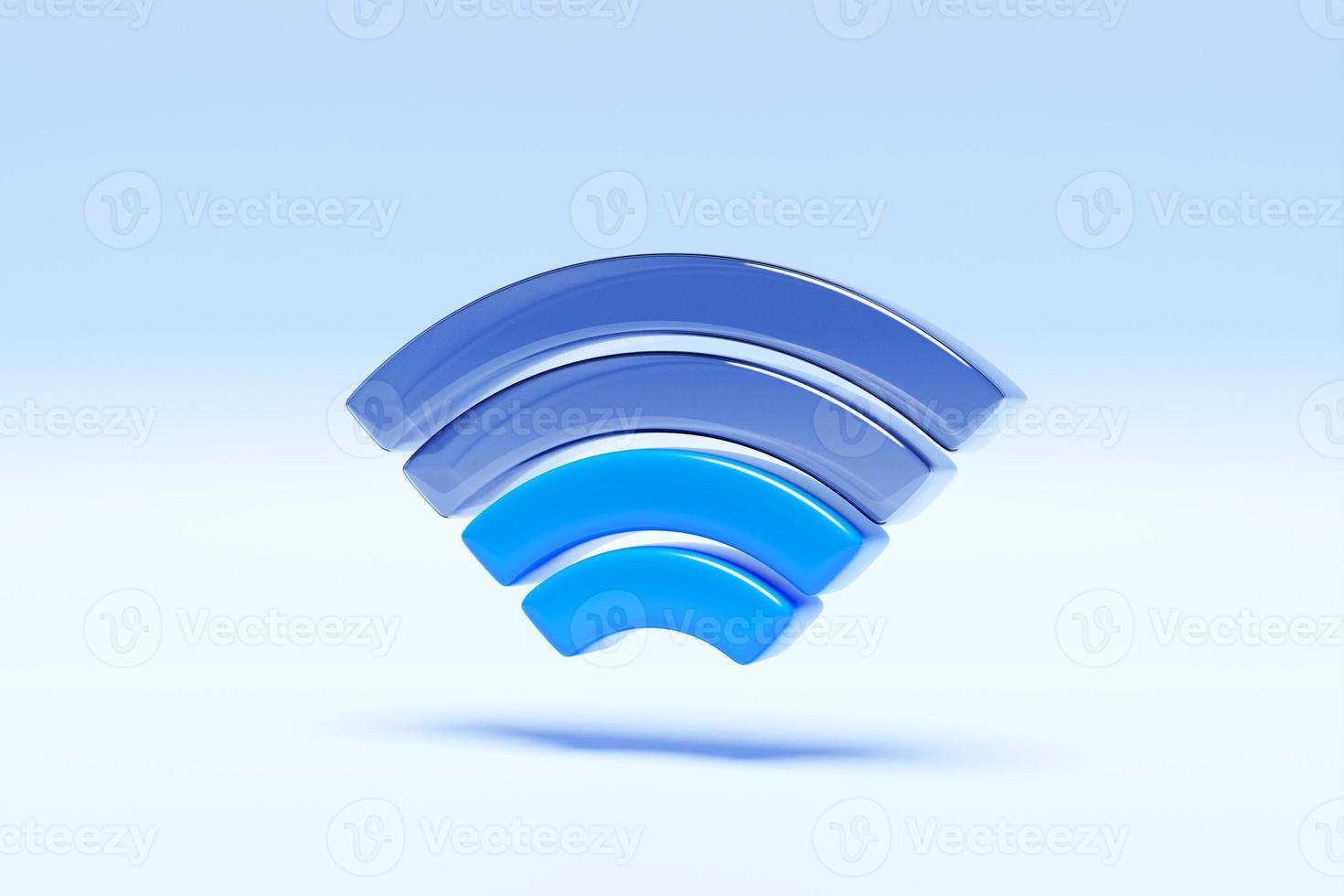 WLAN-Symbol. blaues WLAN-Symbol auf blauem Hintergrund, 3D-Darstellung foto