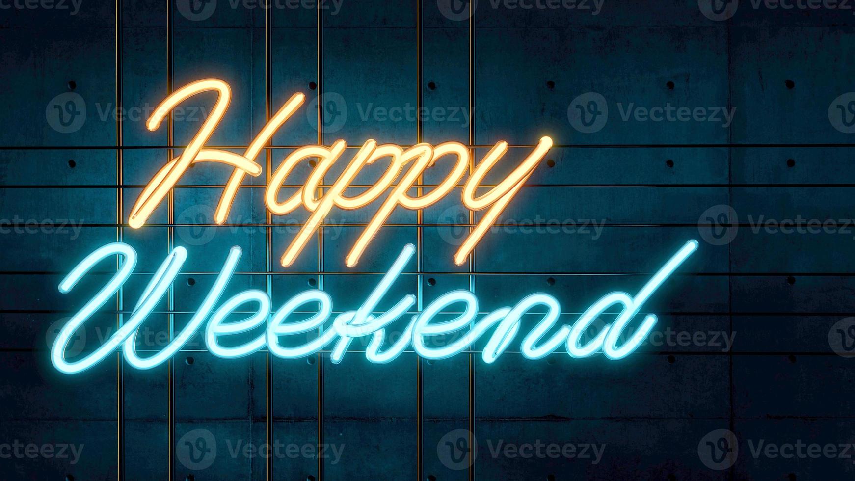 Happy Weekend Neonlicht Stil Eisenstange 3D-Illustration foto