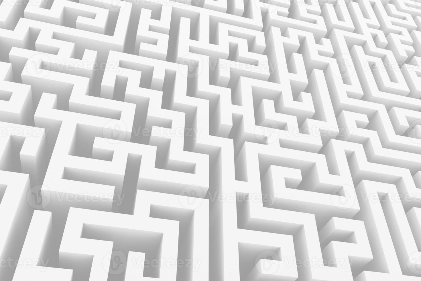 weißer endloser labyrinthhintergrund. abstrakte isometrische labyrinth 3d illustration foto