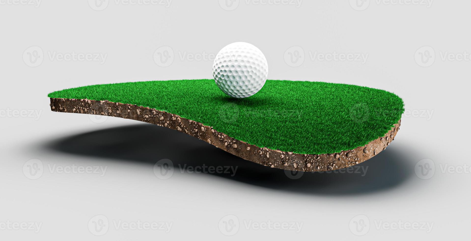 Golfplatzgras geologischer Querschnitt des Bodens. 3D-Darstellung foto