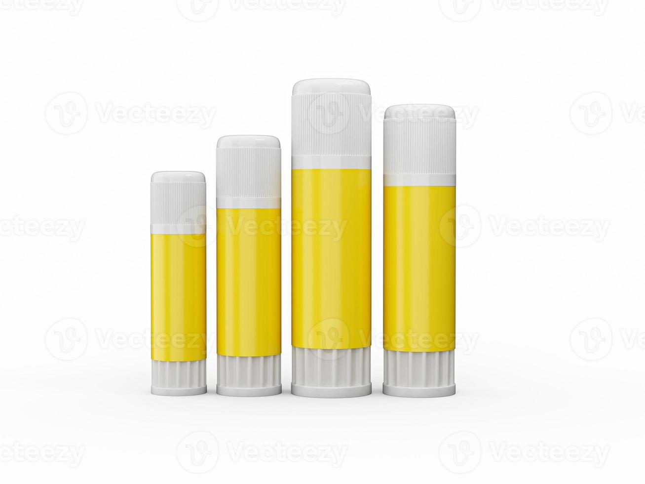 gelbe klebestifte setzen alle größen leere mockup 3d illustration foto
