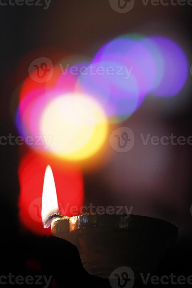Öllampe im Diwali Festival, Indien. foto