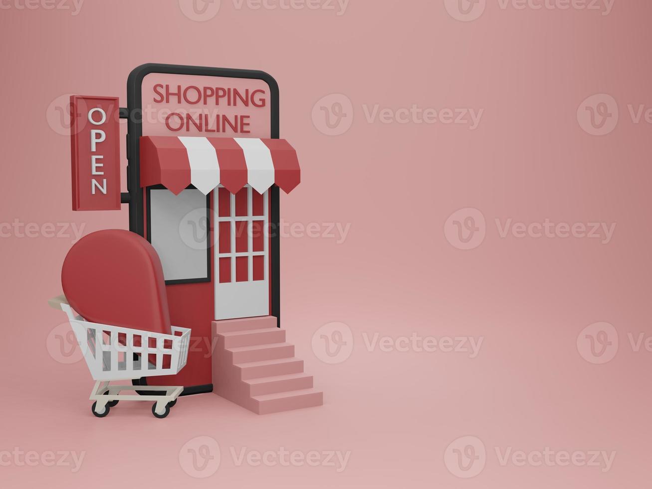 lieferung nach hause vom online-shopping in 3d-illustrationsrendering foto