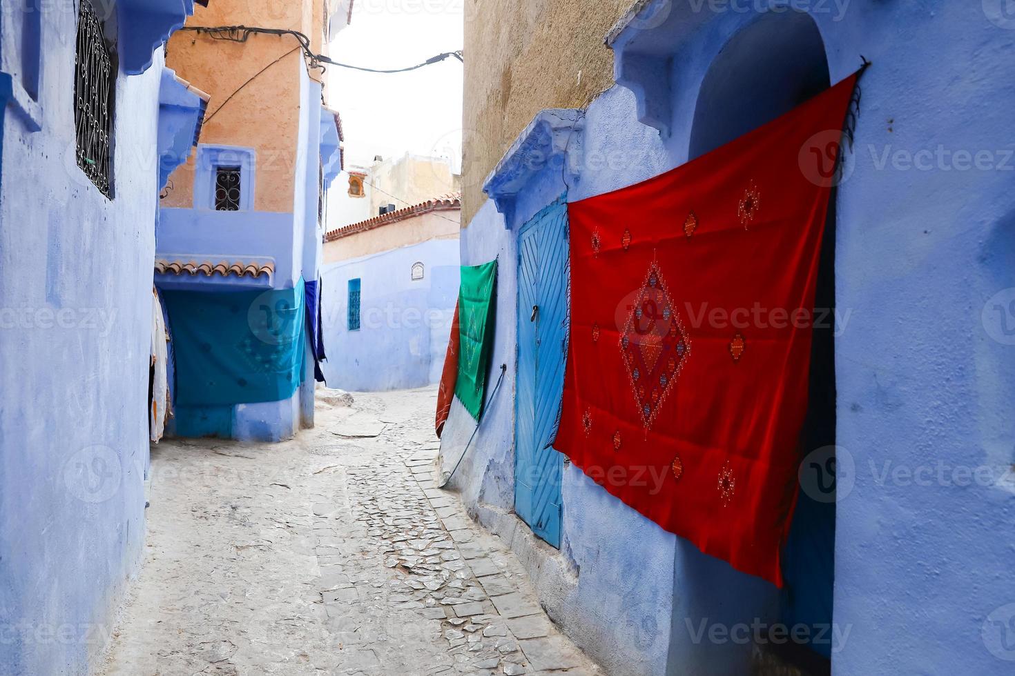 Straße in Chefchaouen, Marokko foto