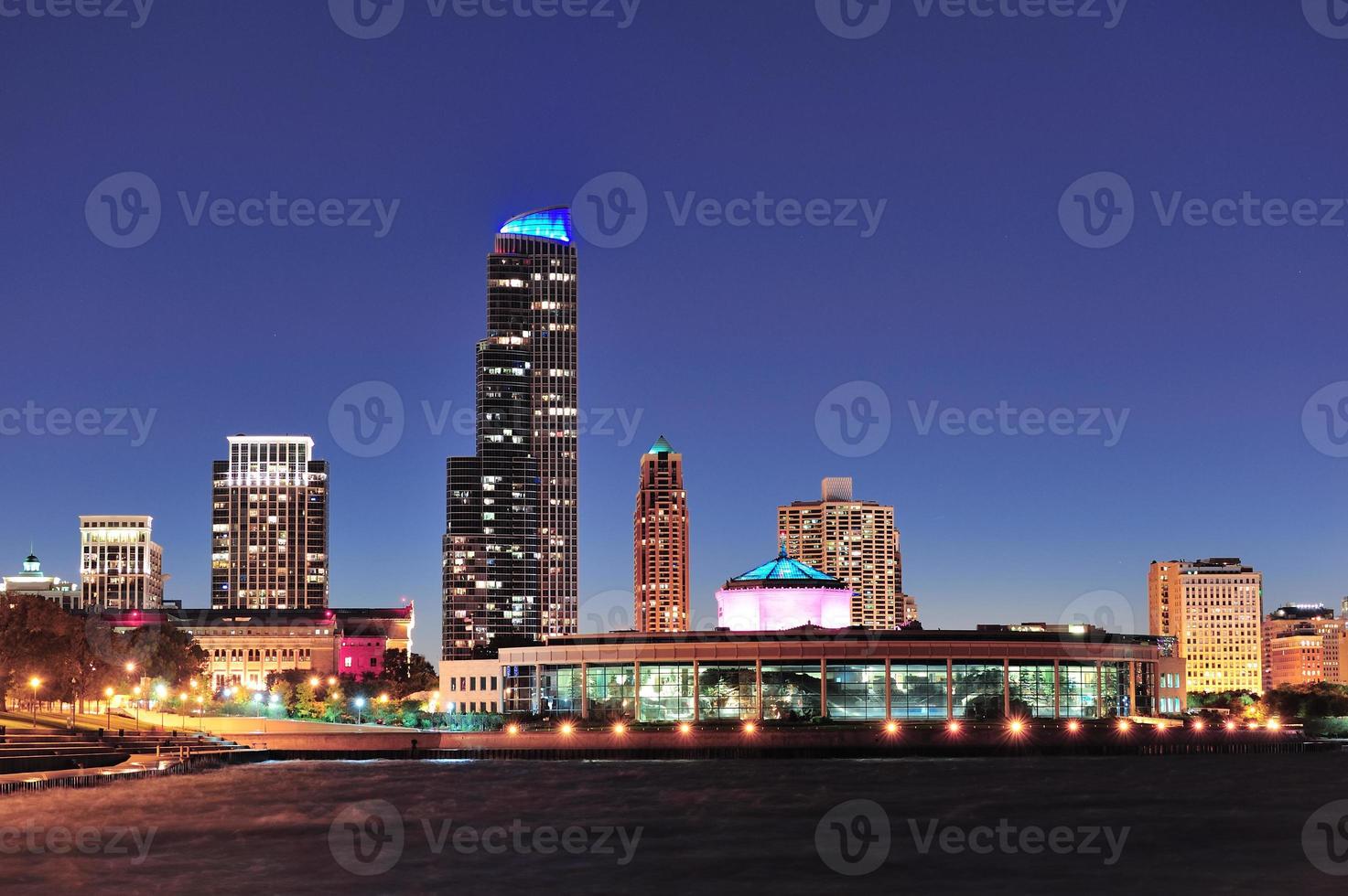 Chicago Skyline in der Abenddämmerung foto