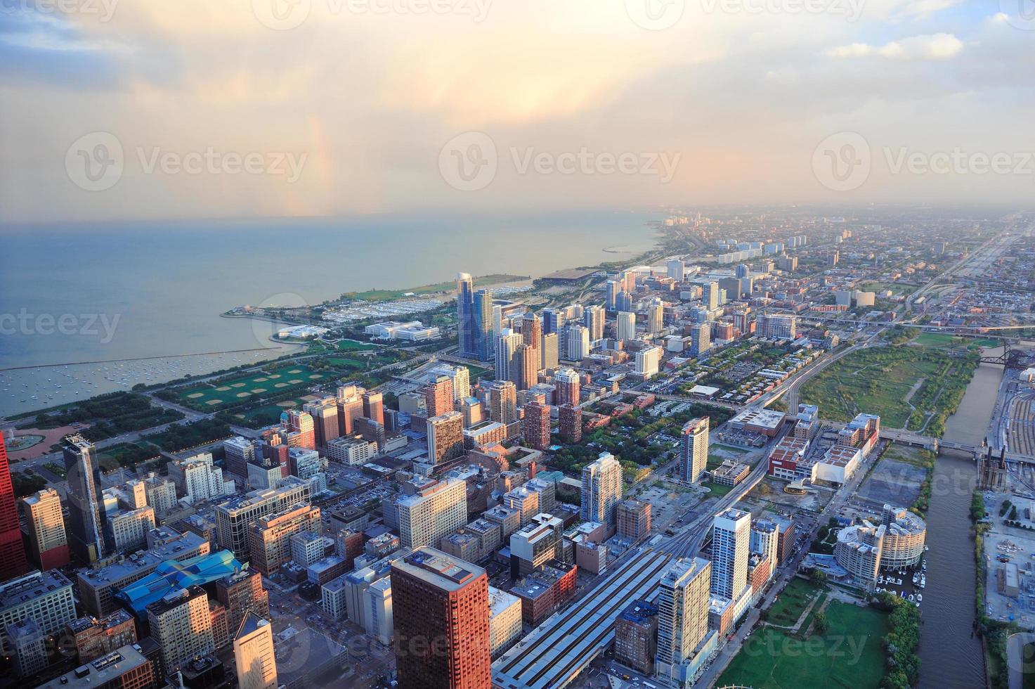 Chicago Skyline bei Sonnenuntergang foto