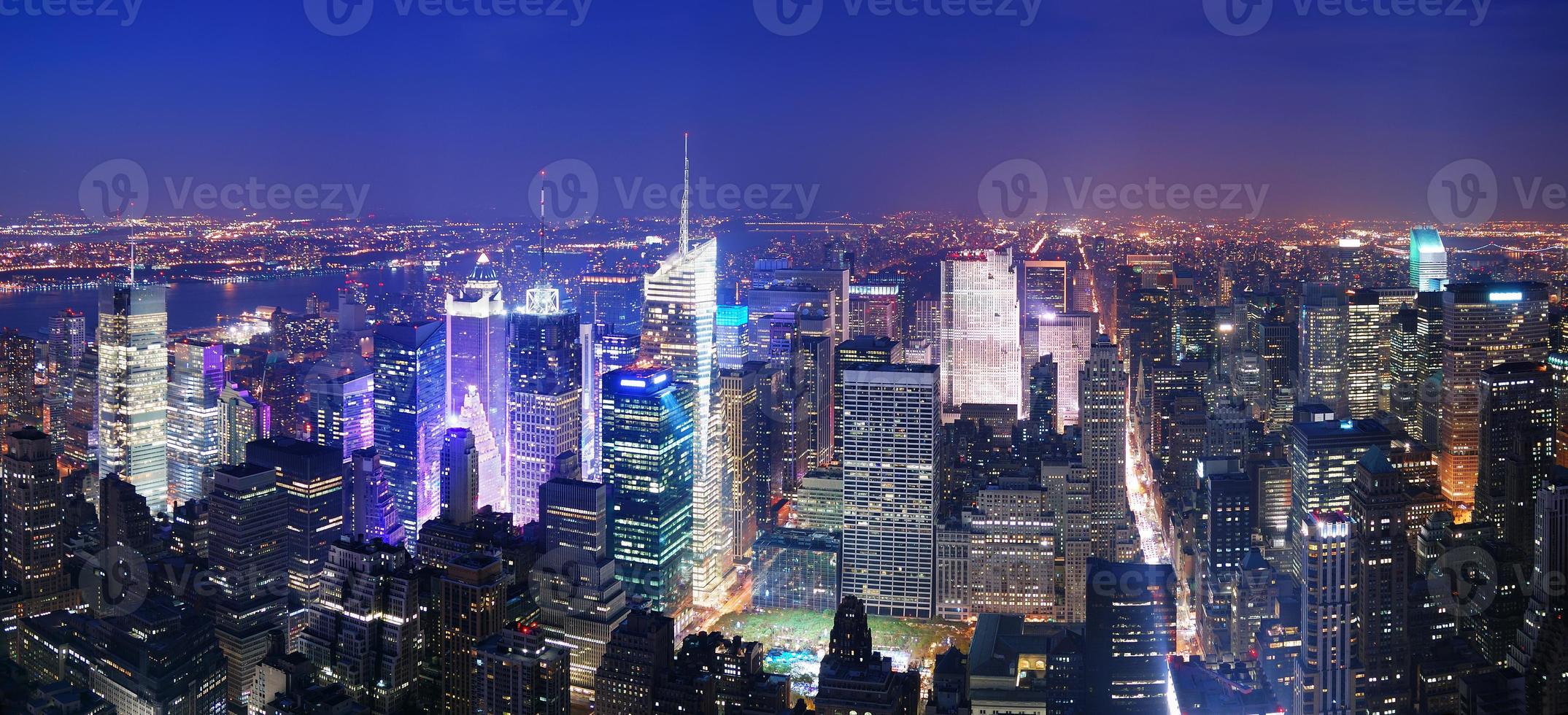 Luftaufnahme der Skyline von New York City Manhattan Times Square foto