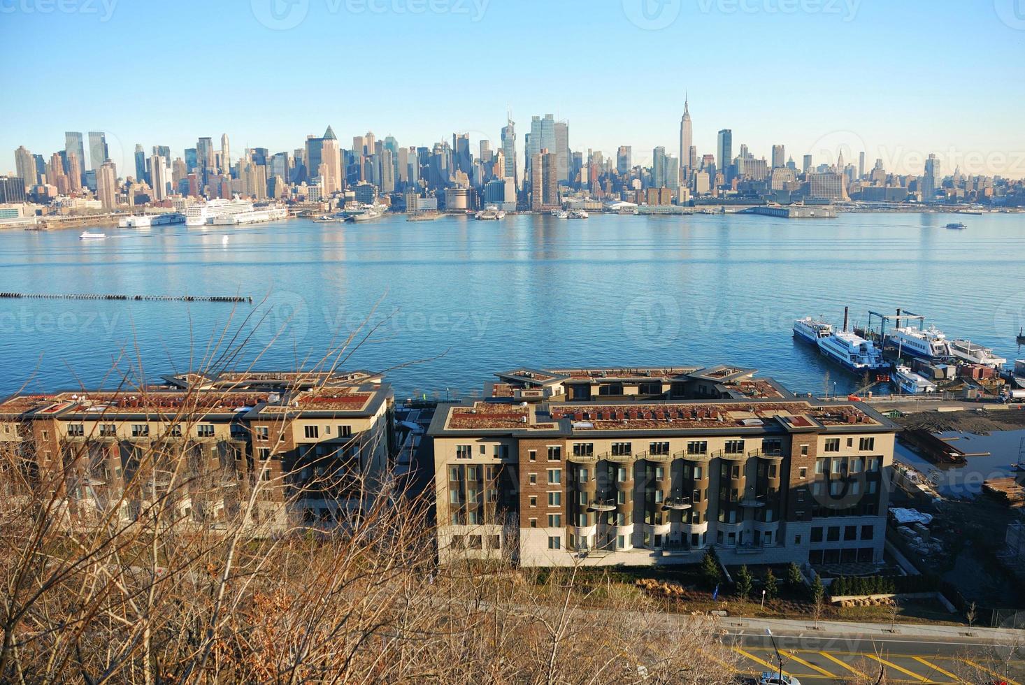 Hudson River mit Skyline von New York City foto