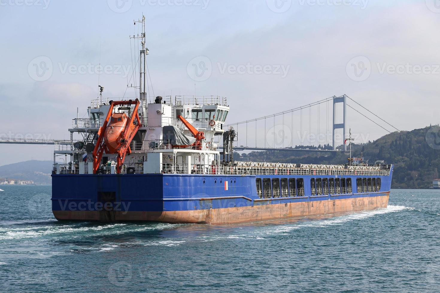 Frachtschiff im Meer foto