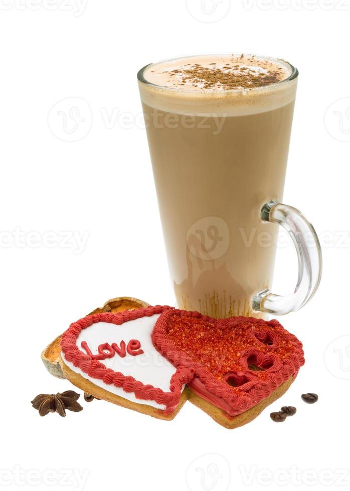 Kaffee mit Valentinsgebäck foto