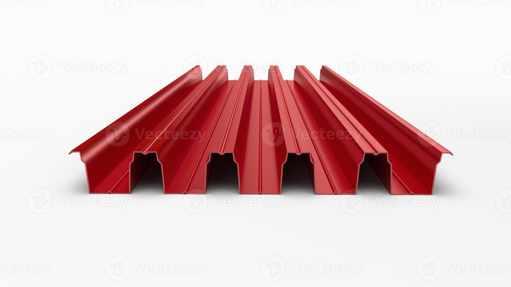 Blechprofiltyp, modernes Material für das Dach von Häusern Metallziegel isoliert auf weißem Hintergrund. material für dach 3d-illustration foto