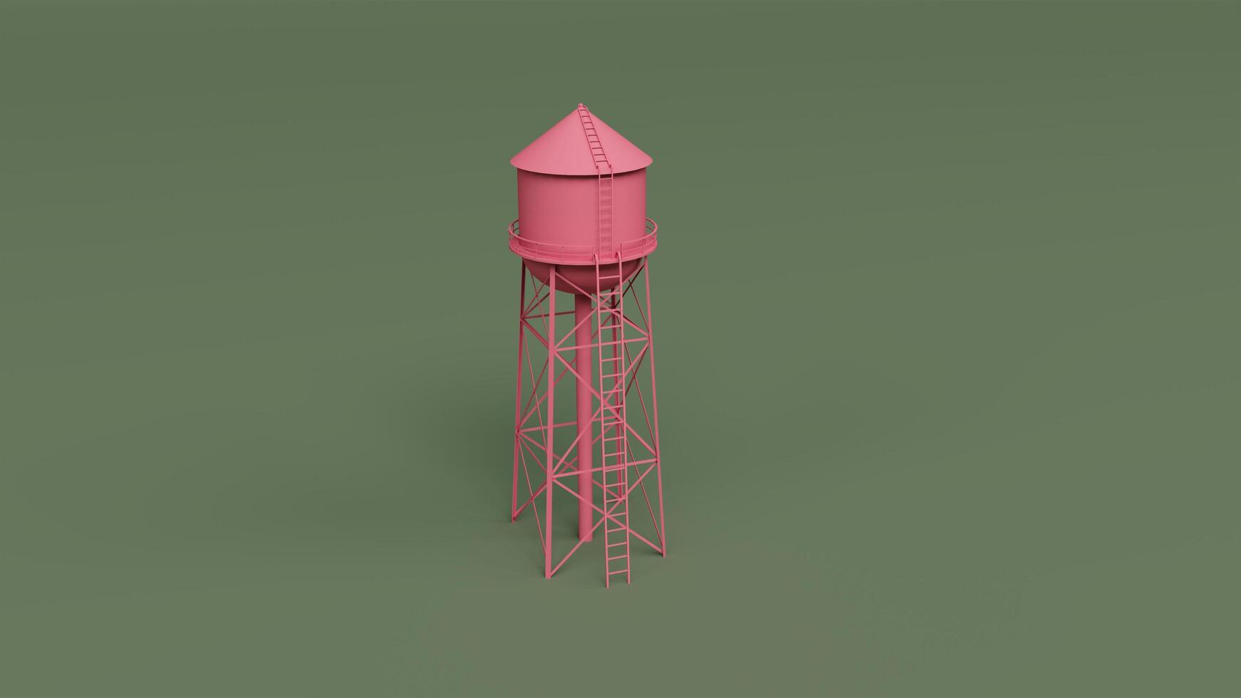 Wasserturm. auf axolotl hintergrund. 3D-Darstellung foto