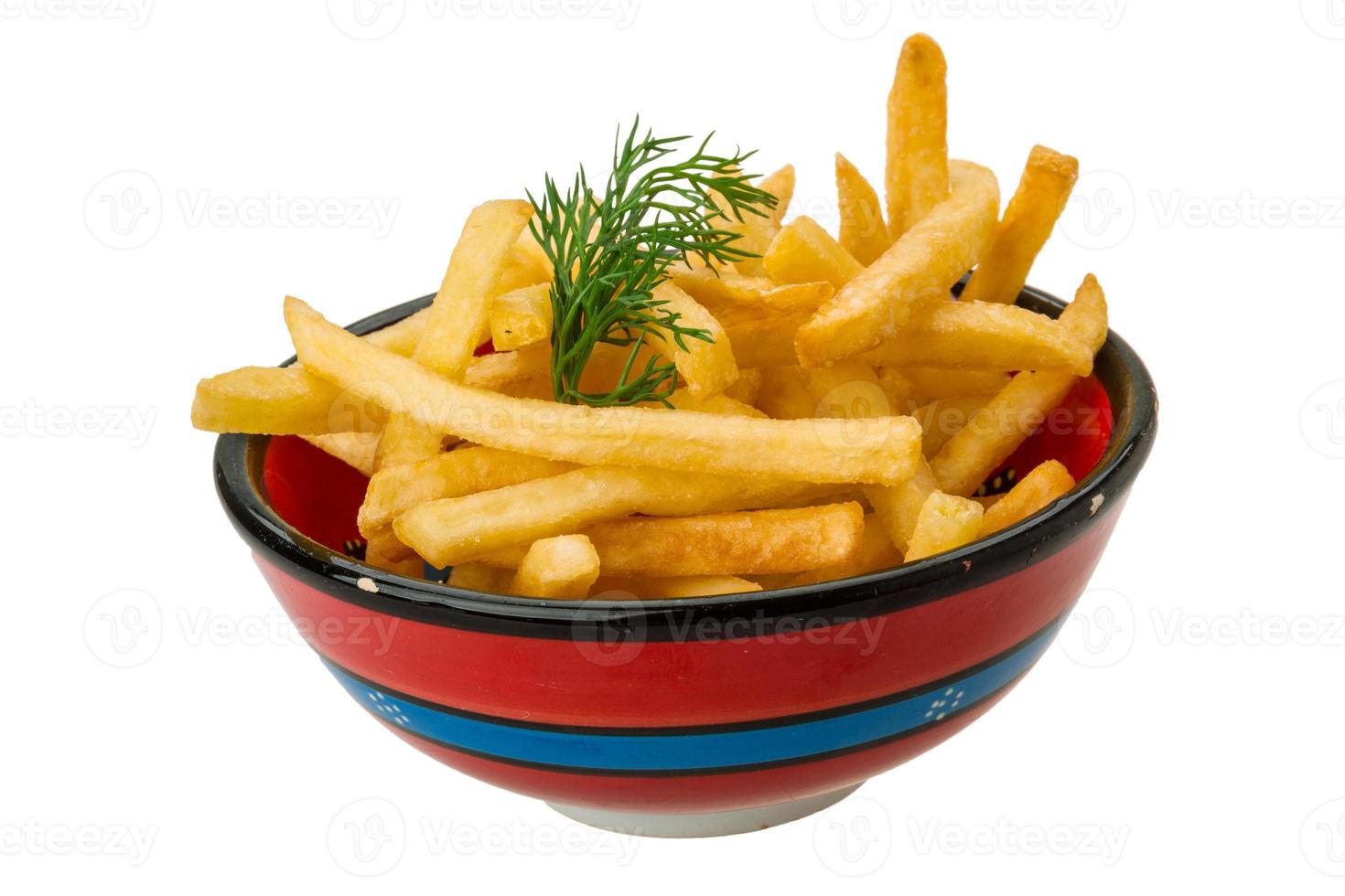 Pommes Frites auf weißem Hintergrund foto