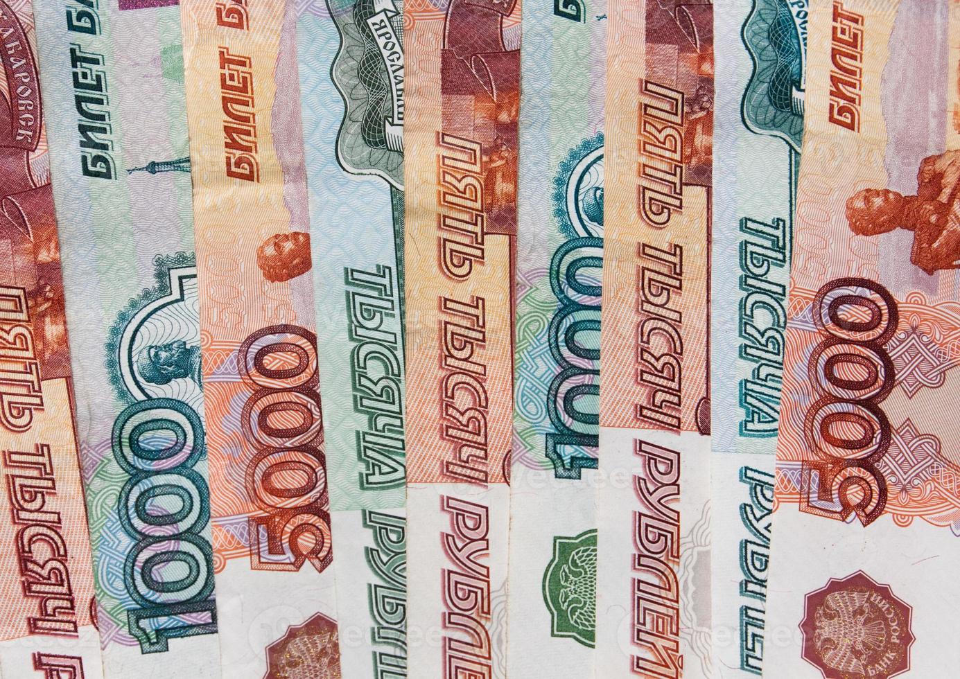 Geld russische Banknoten Würde fünftausend und tausend Rubel foto
