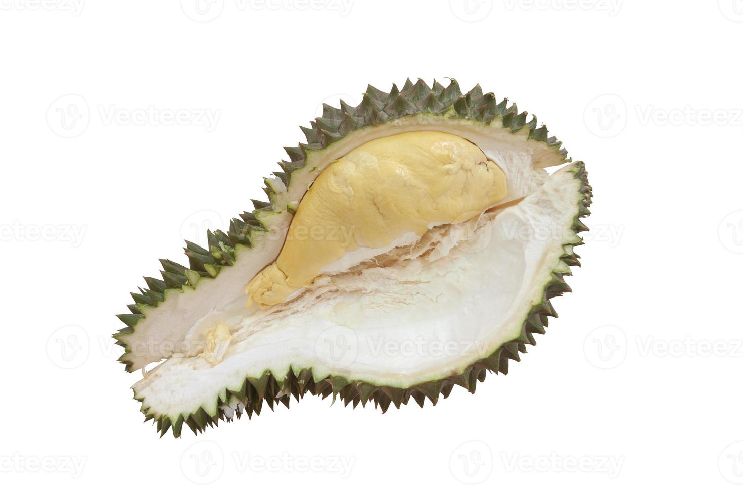 durian reif ist die beliebteste und königin der obst in thailand isoliert auf weißem hintergrund inklusive beschneidungspfad. foto