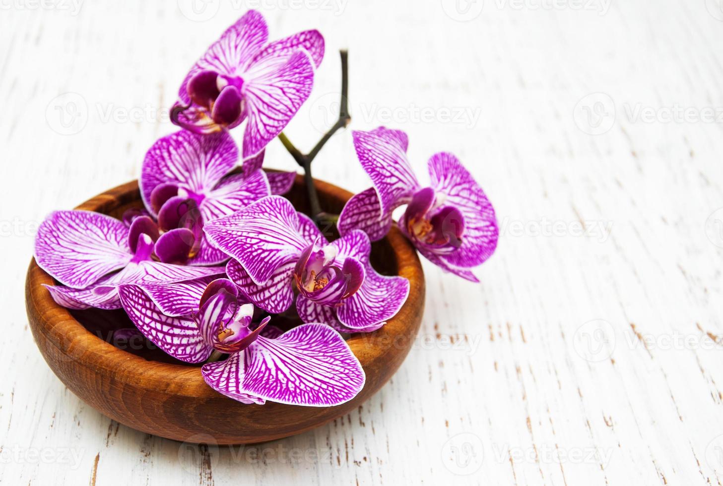 Schüssel mit Orchideen foto