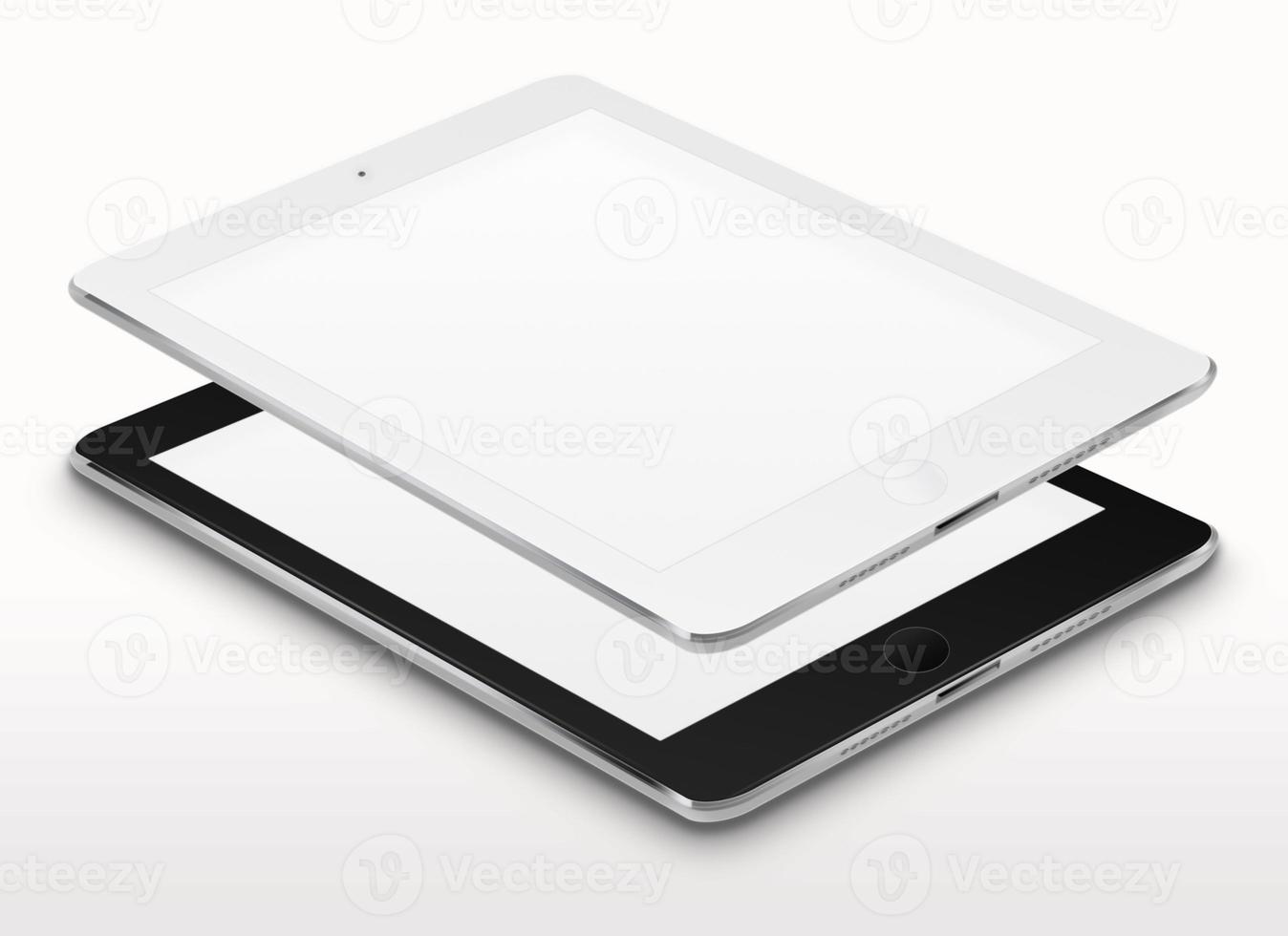 realistische Tablet-Computer mit leeren Bildschirmen. foto