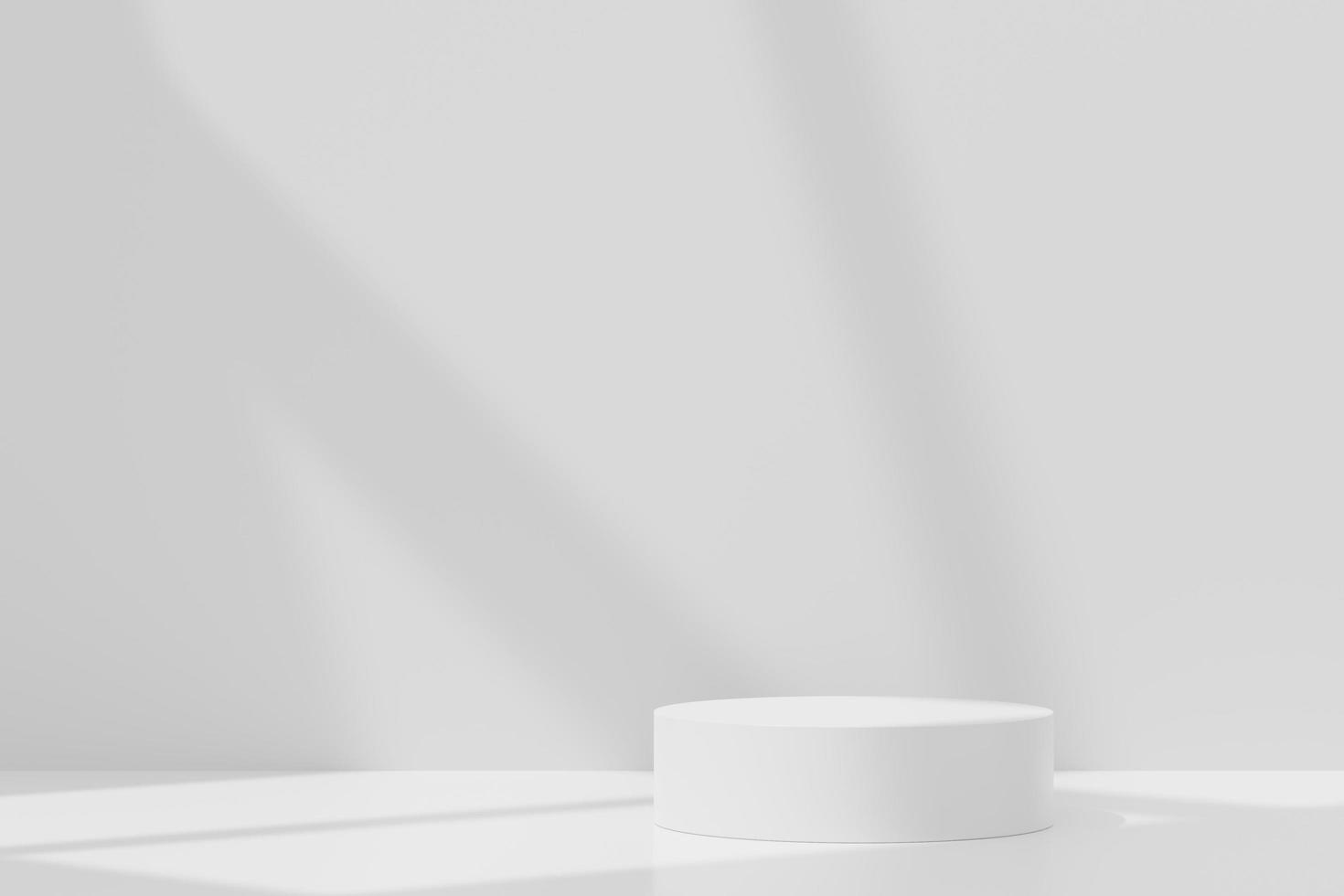 3D abstrakter Hintergrund weißes Podium für Produktpräsentation und Markenwerbung mit Schatten von Fenstern und Dach. leere szene für mock-up. foto