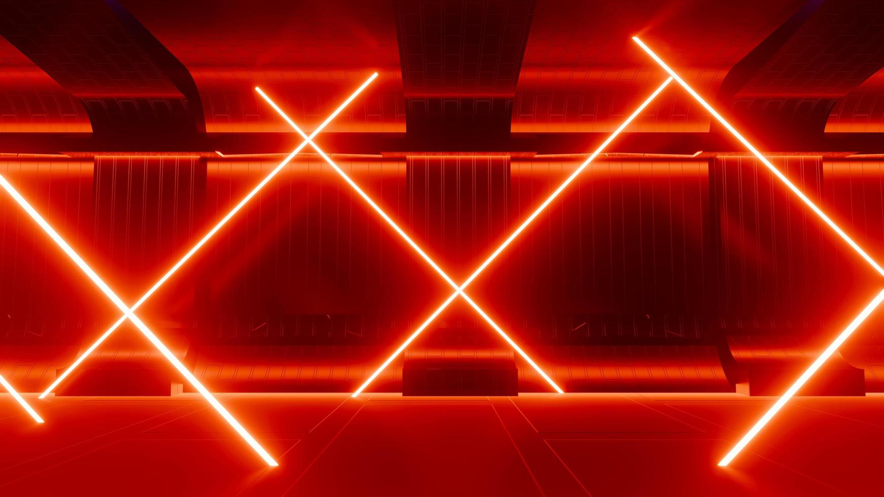 3D-Darstellung von Flash-Neon und Licht, die auf einer dunklen Szene leuchten. Geschwindigkeitslicht bewegte Linien. foto