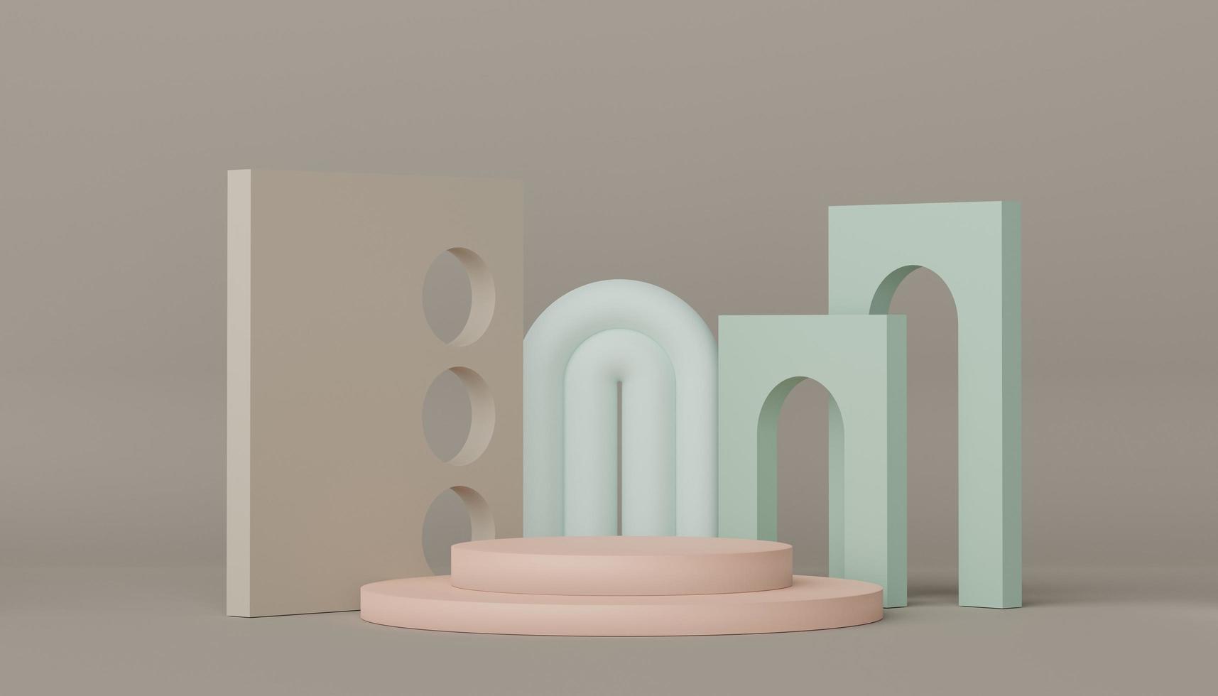 3D-Podium für Produkt- und Kosmetikpräsentationen. minimale szene für werbung. abstrakter, sauberer Hintergrund für Web-Banner und Mock-up. einfache geometrische Formen. foto