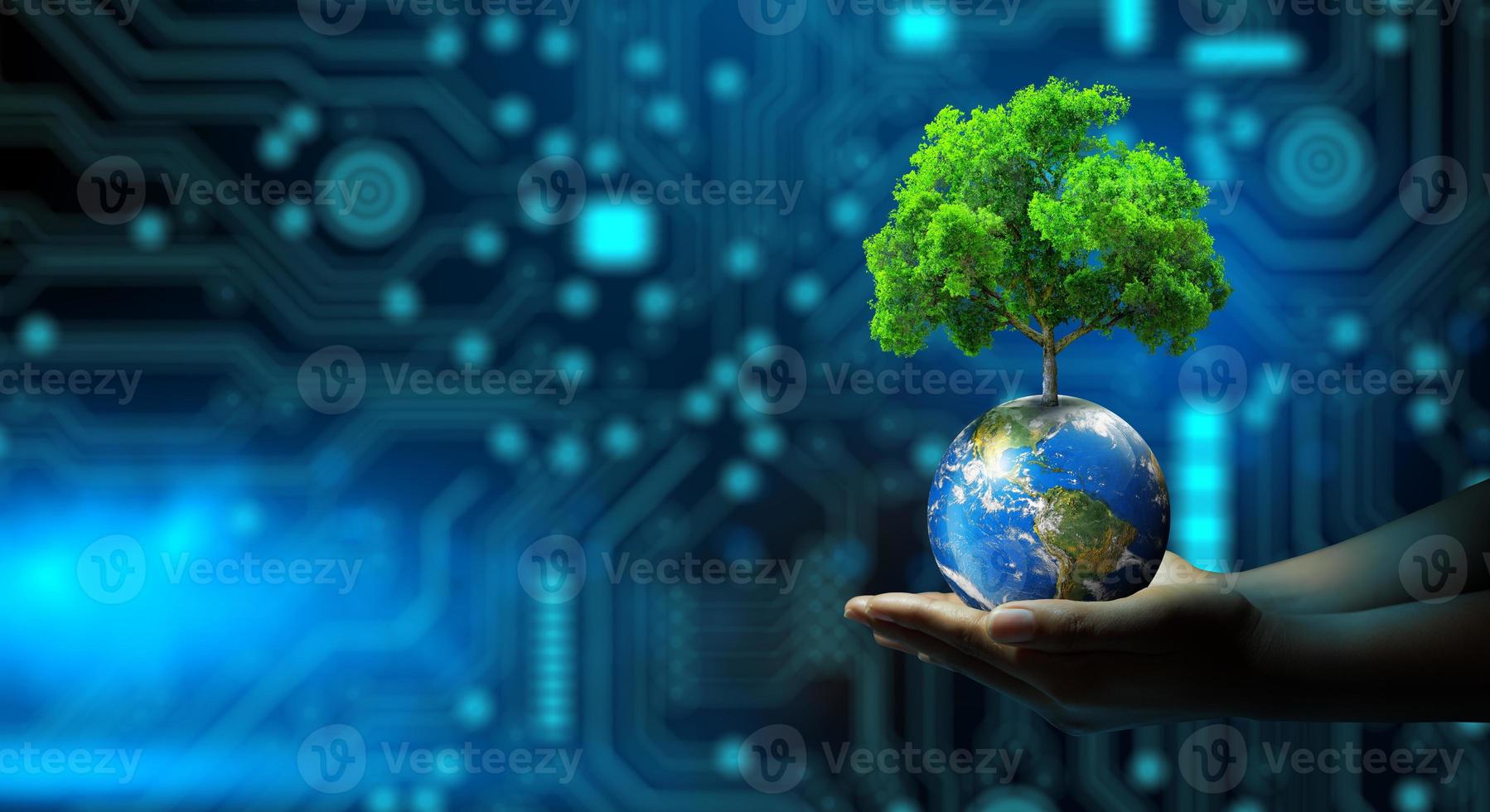 Green Computing, CSR, IT-Ethik, Natur-Technologie-Interaktion und umweltfreundlich. Platz kopieren. foto