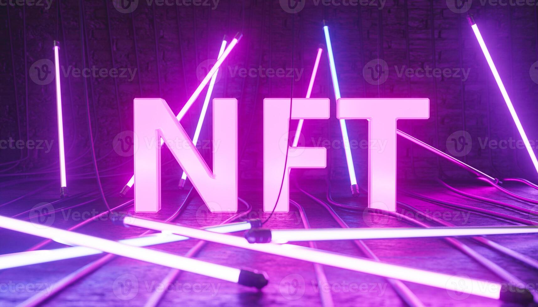 Neonlampen in der Nähe der NFT-Inschrift foto