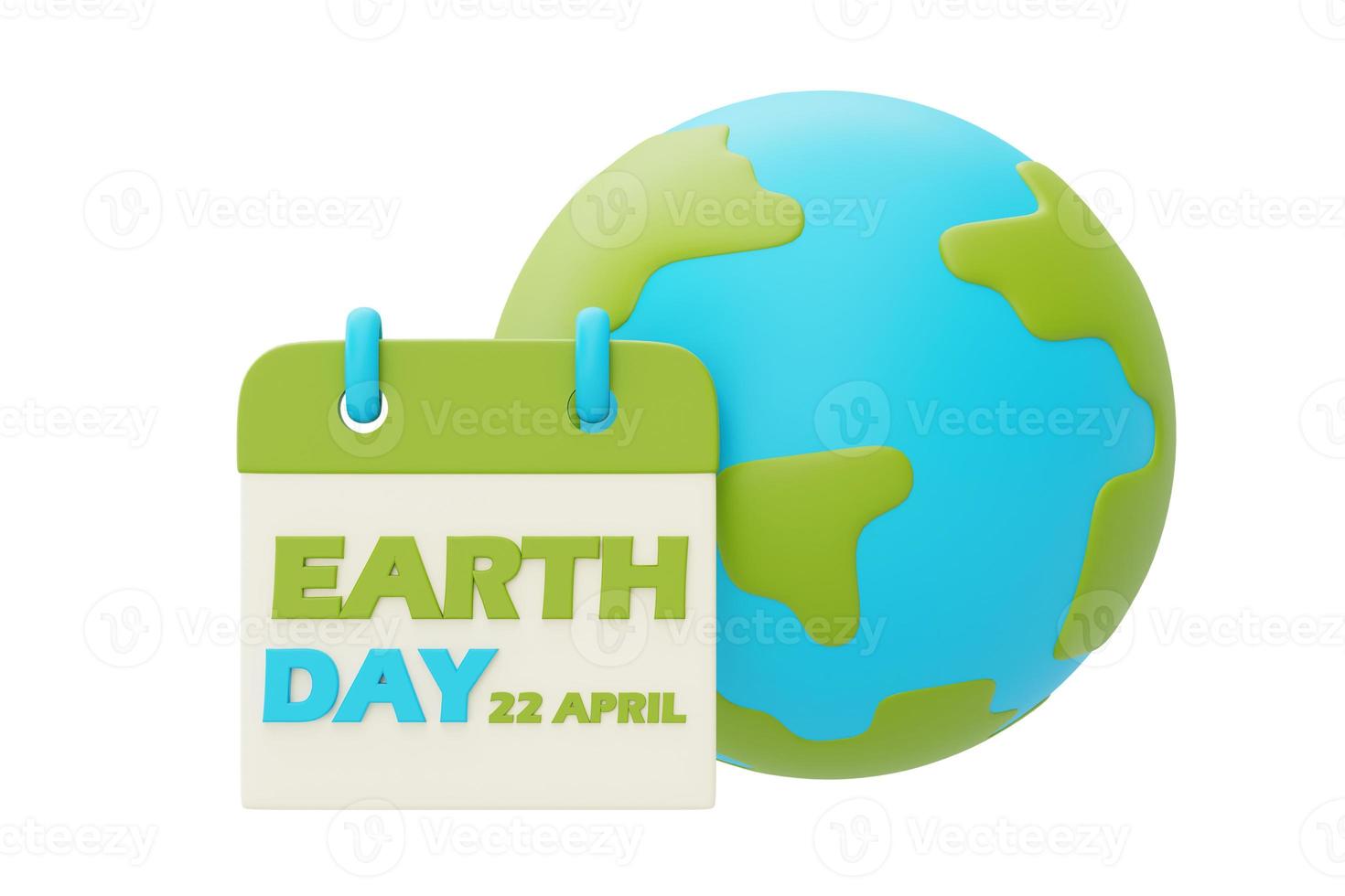 happy earth day mit weltkugel, weltumwelttag, 3d-rendering. foto