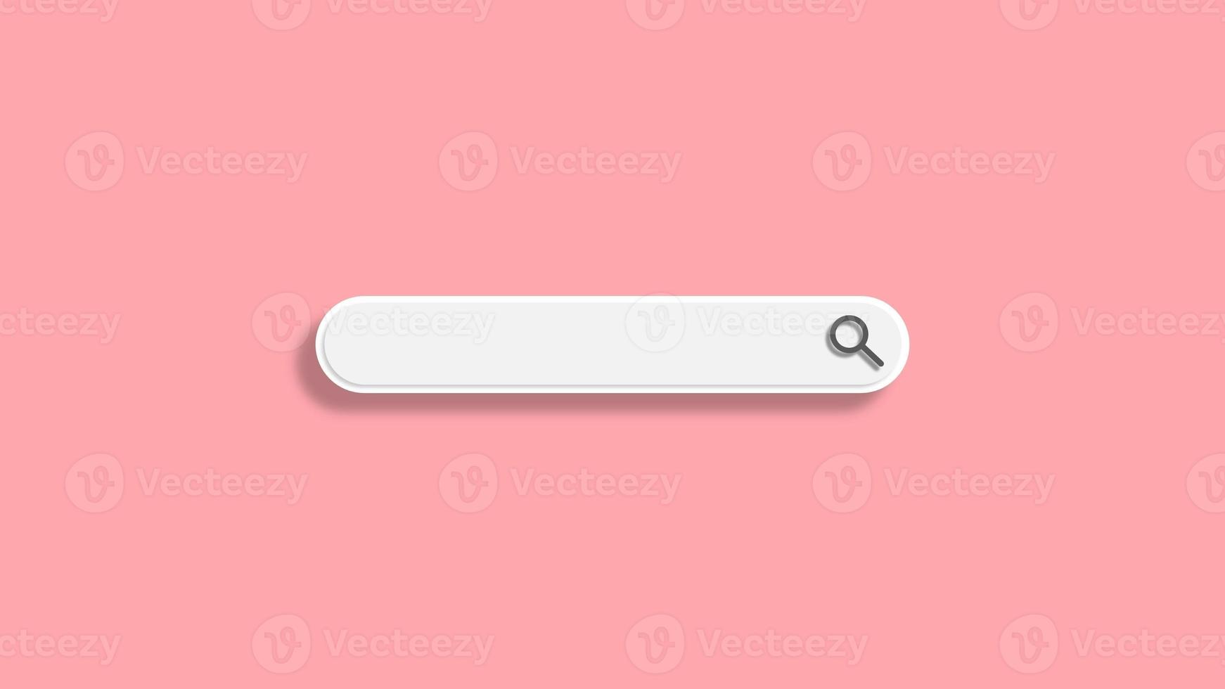 weiße minimale leere suchsymbolleiste auf rosa hintergrund. Web-Suchkonzept. 3D-Rendering foto