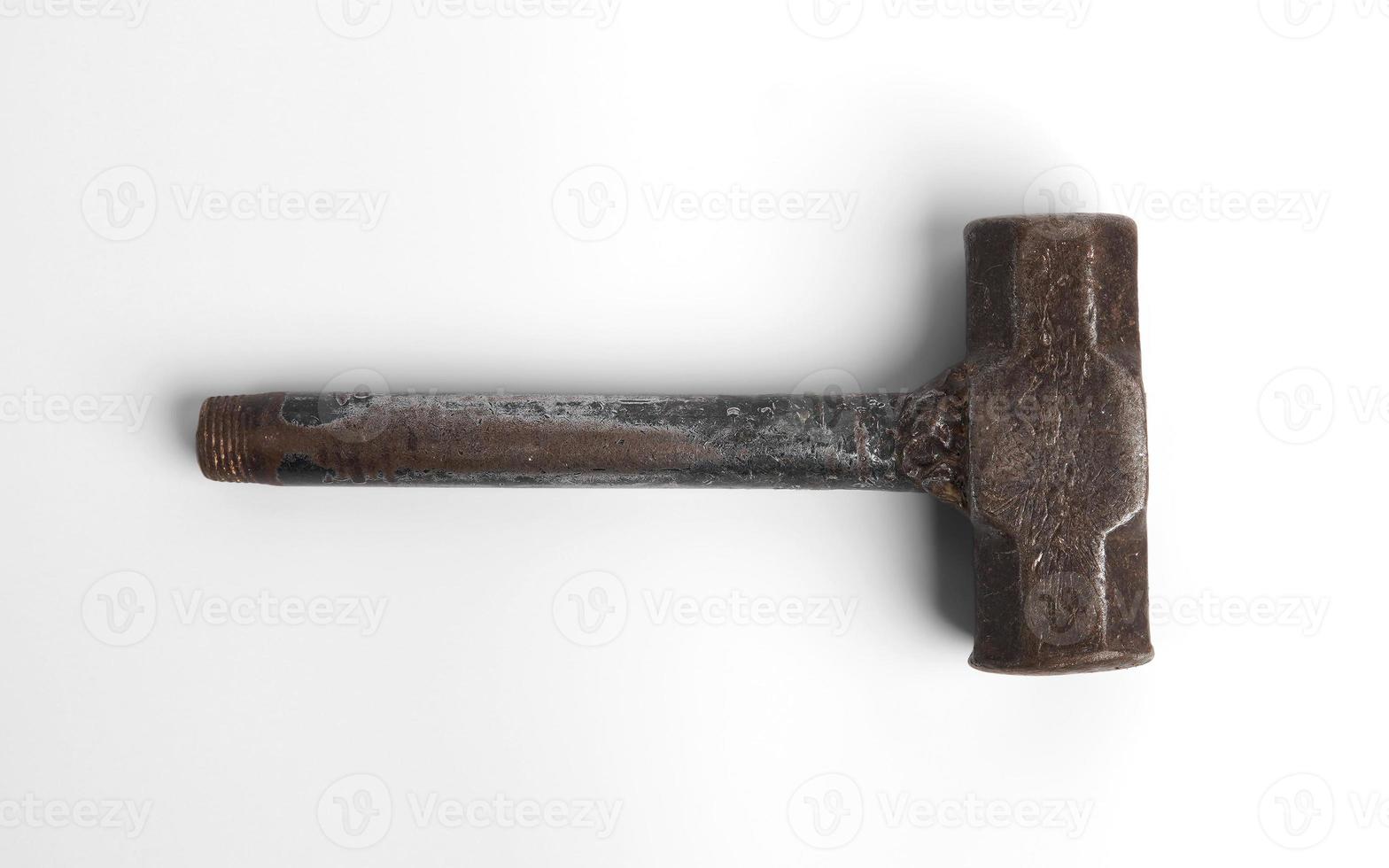 Draufsicht des Eisenhammers lokalisiert auf weißem Hintergrund foto