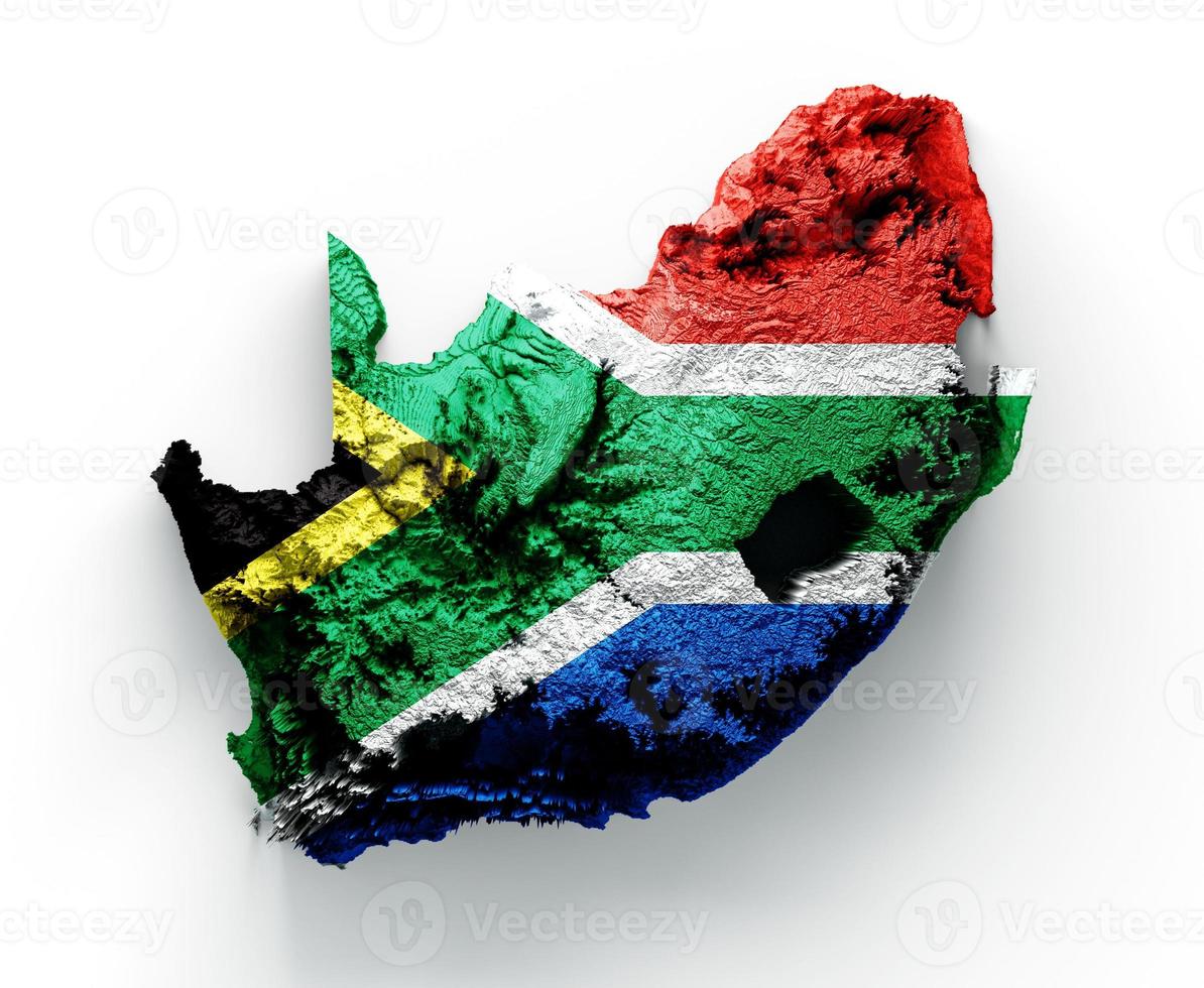südafrika topografische karte 3d realistische südafrika karte farbe textur und flüsse 3d illustration foto