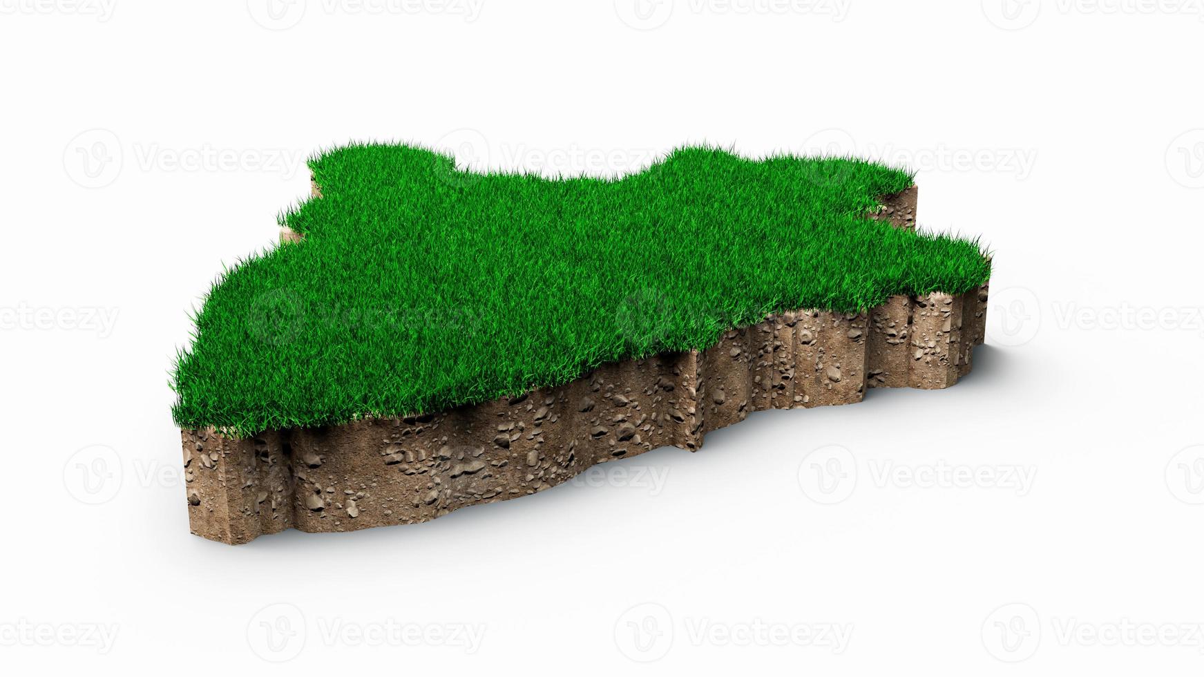 burundi karte boden land geologie querschnitt mit grünem gras und felsen bodentextur 3d illustration foto