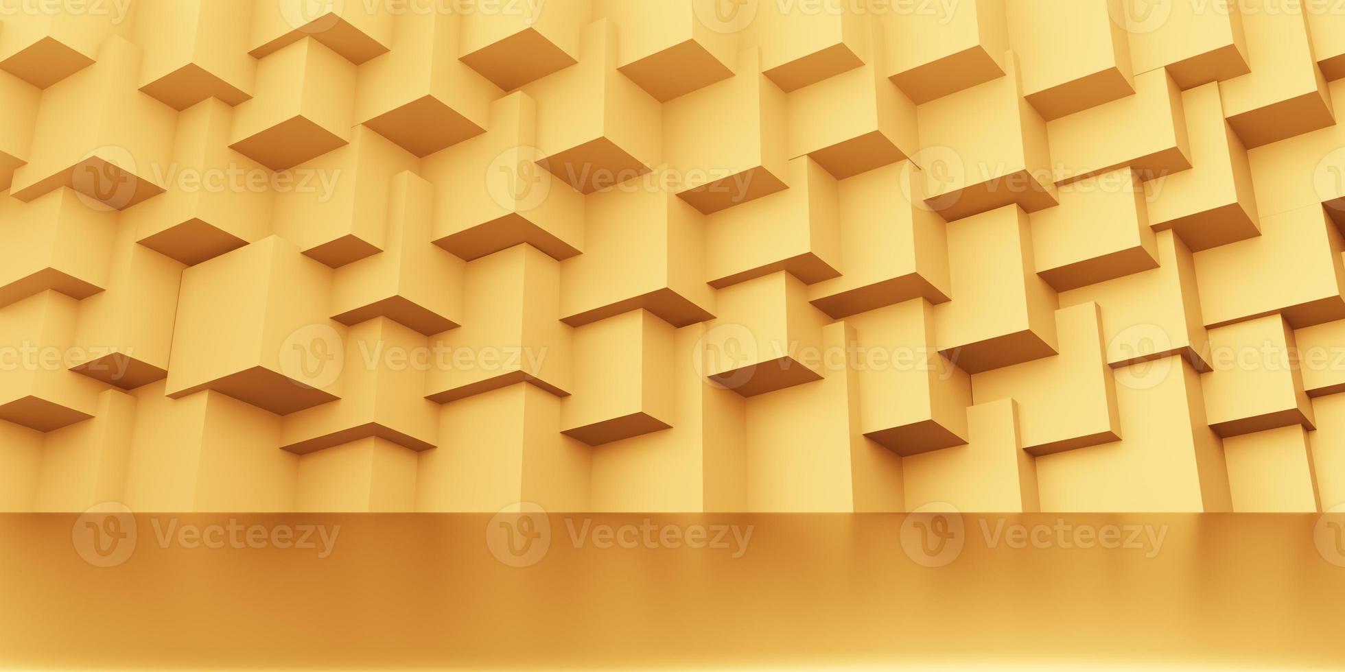 3D-Rendering von leerem Gold abstrakten geometrischen minimalen Konzepthintergrund. szene für werbung, kosmetik, showroom, banner, mode, technik, business, luxus. Illustration. Warenpräsentation foto