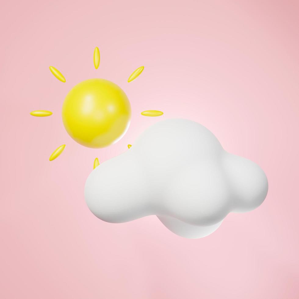 3D-Darstellung des Wettervorhersagesymbols auf sauberem Hintergrund für Mock-up und Webbanner. Cartoon-Interface-Design. Minimales Metaverse-Konzept. foto