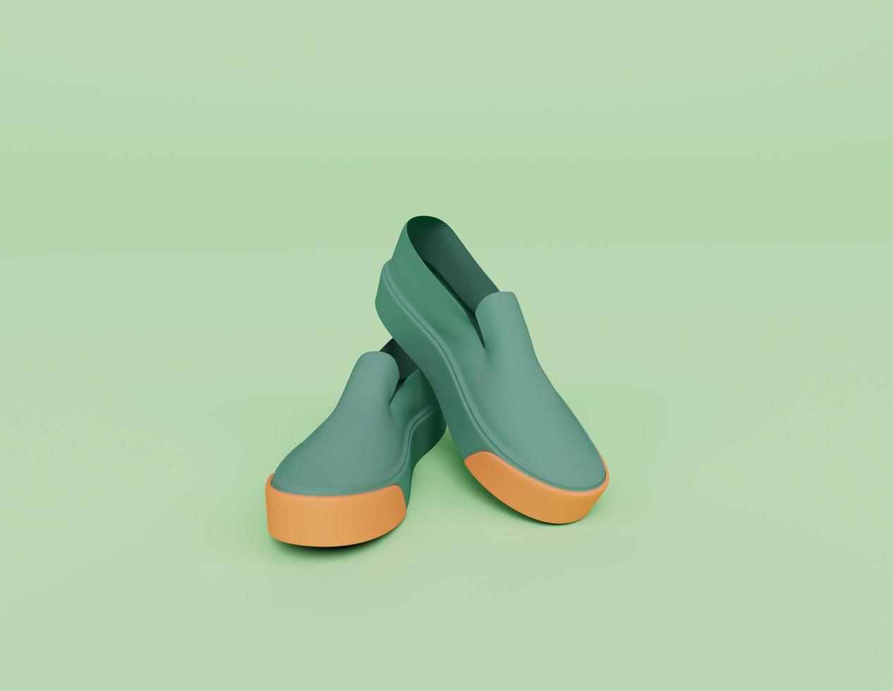 3D-Darstellung von Sneaker-Schuh isoliert auf pastellfarbenem Hintergrund, 3D-Hintergrund minimale Szene foto