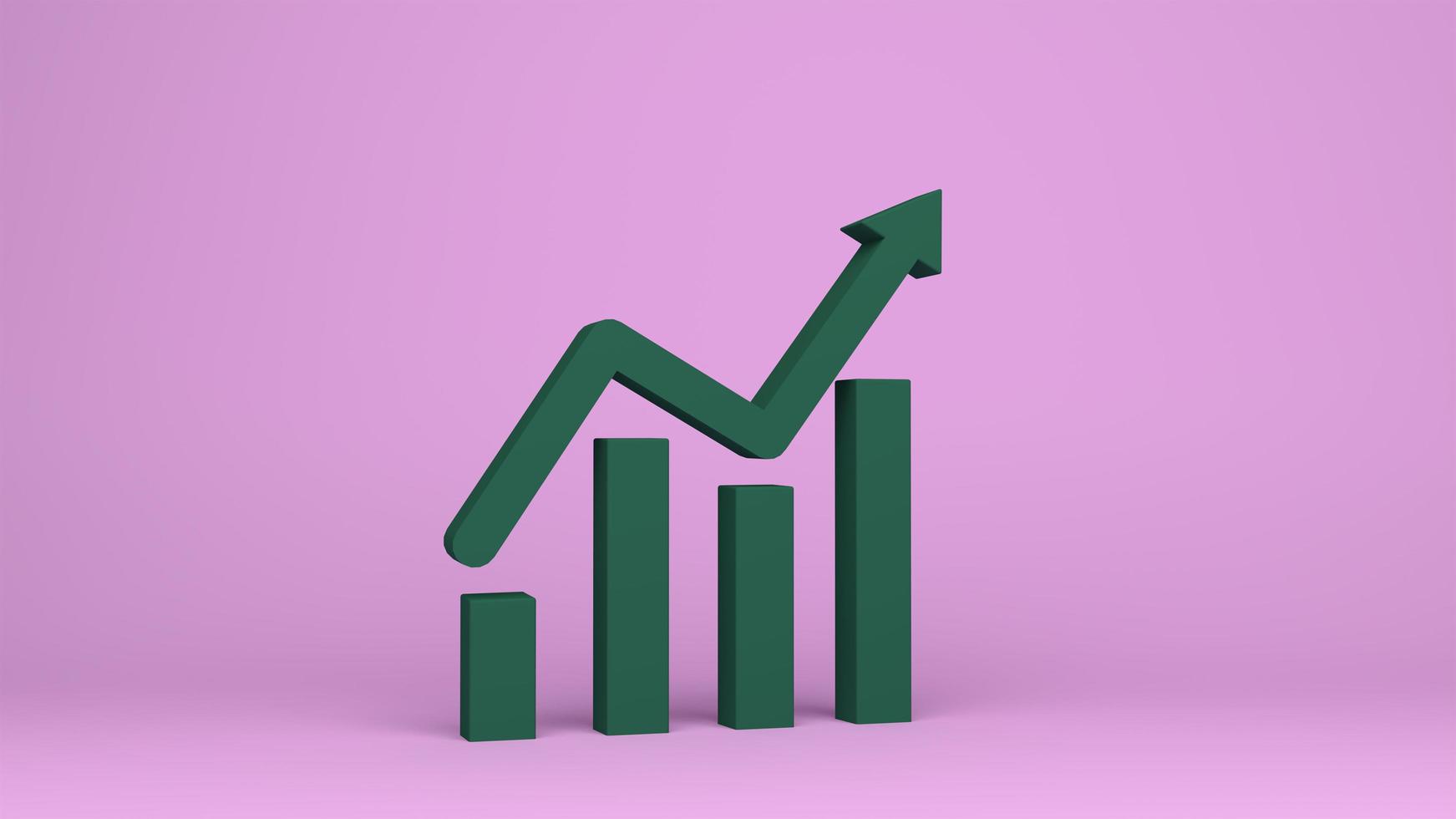 3D-Rendering erfolgreiches Business-Balkendiagramm mit steigendem Pfeil nach oben foto