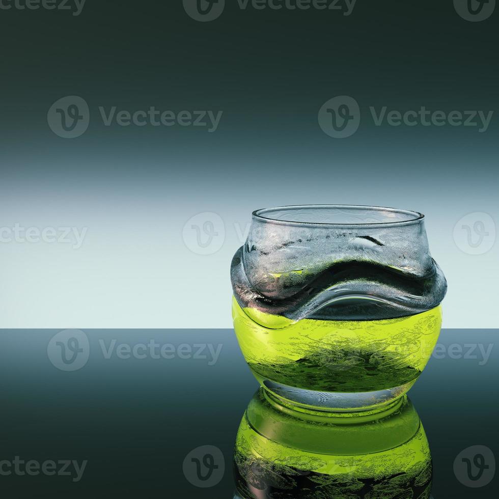 Glas mit grüner Flüssigkeit foto